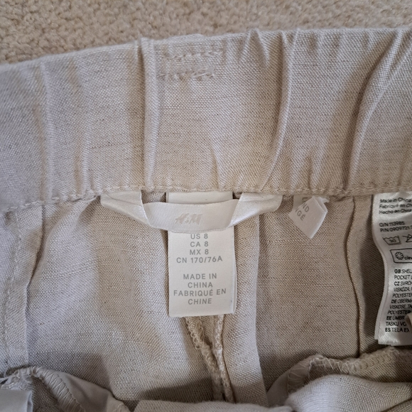 H&M Cream Pants Womens Size 8 Linen Blend Trousers Pleated Lightweight Neutral - Picture 11 of 12